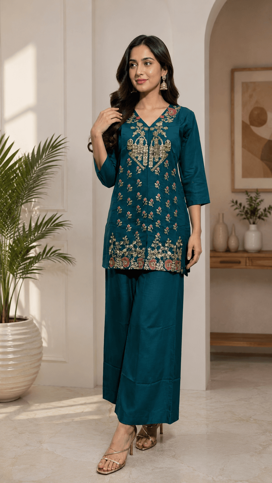 Premium Embroidered Kurti & Palazzo Set for Women | My Fashion