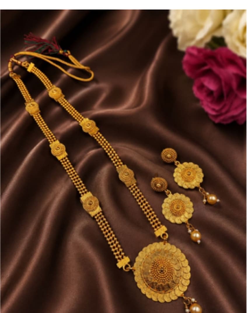 MY Fashion Traditional Gold Necklace Set – Ethnic Jewelry for Weddings & Festive Wear
