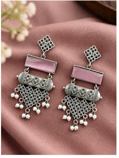 Oxidized Dangler Floral Earring – Gorgeous Traditional Design for Women