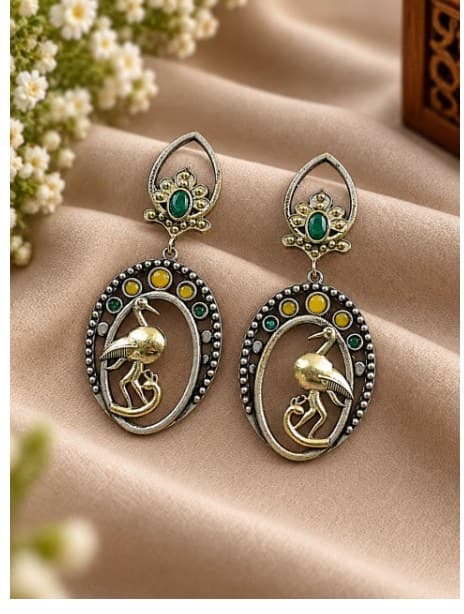 Charming Dangler Two Tone Bird Earring for Stylish Everyday for Women