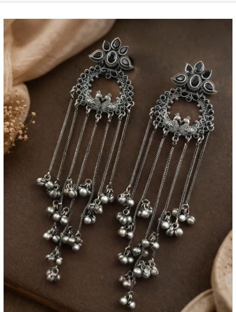 Silver Kashmiri Earring Gorgeous Traditional Jewelry for Graceful for Women