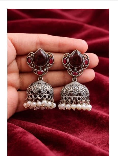 Beautiful Silver Drop Jhumka Stylish Jewelry for Pearl Work for Women
