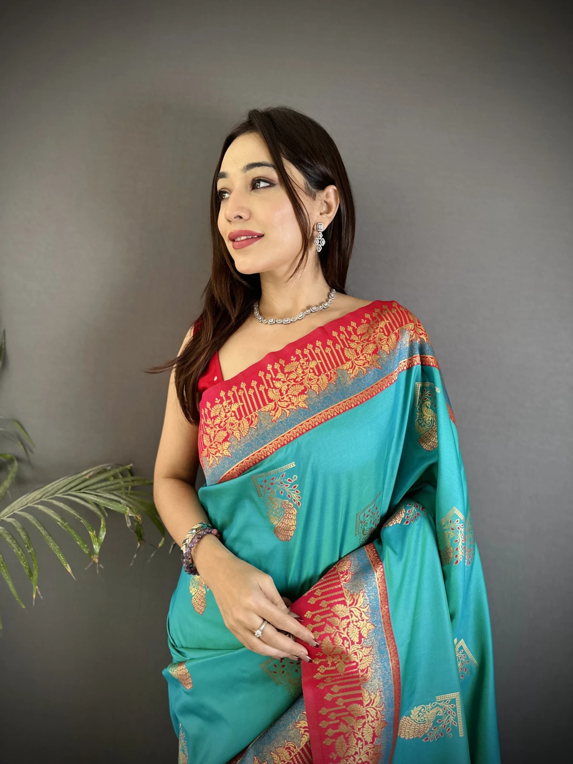 Khushboo Soft Banarasi Silk Saree With Gold Jari Border And Rich Pallu