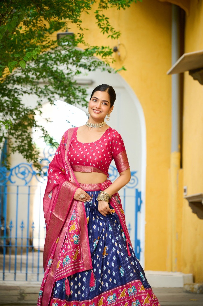 Heavy Lichi Jacquard Jari Print Stitched Lehenga Choli Set