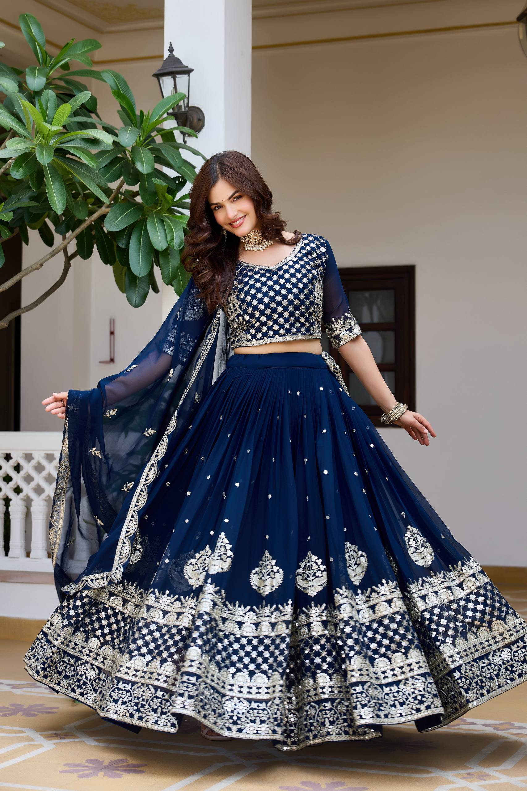 Heavy Fox Georgette 7mm Sequence Embroidery Wedding Lehenga Choli Set