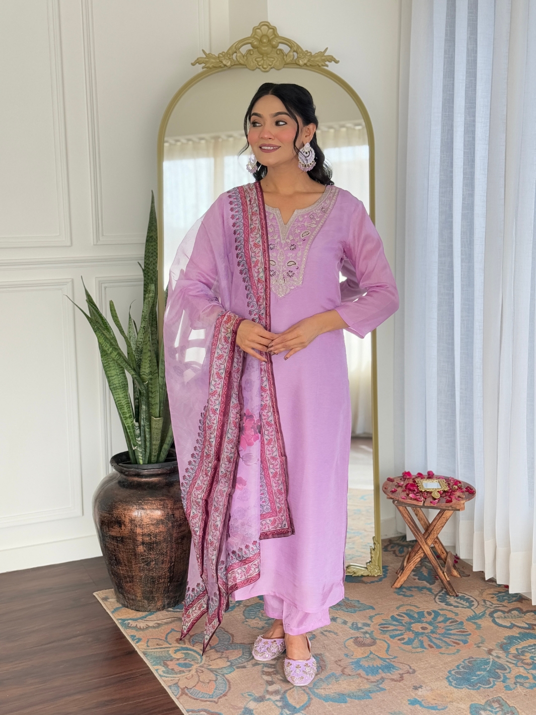 MY Fashion Premium Embroidered Kurti Pant & Tabby Dupatta Set � D697