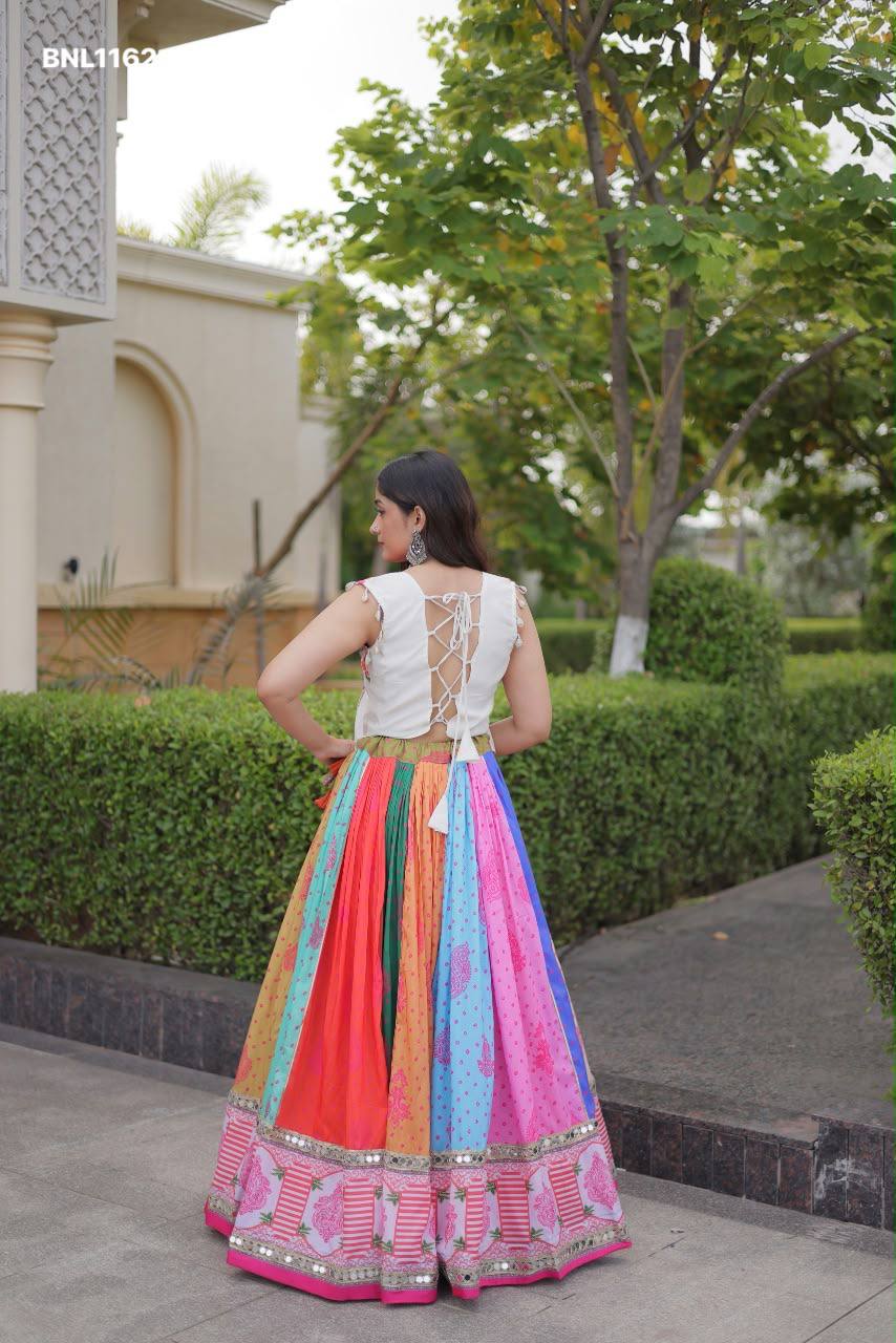 Lightweight Bandhej Print Gota Patti Navratri Lehenga Choli Set