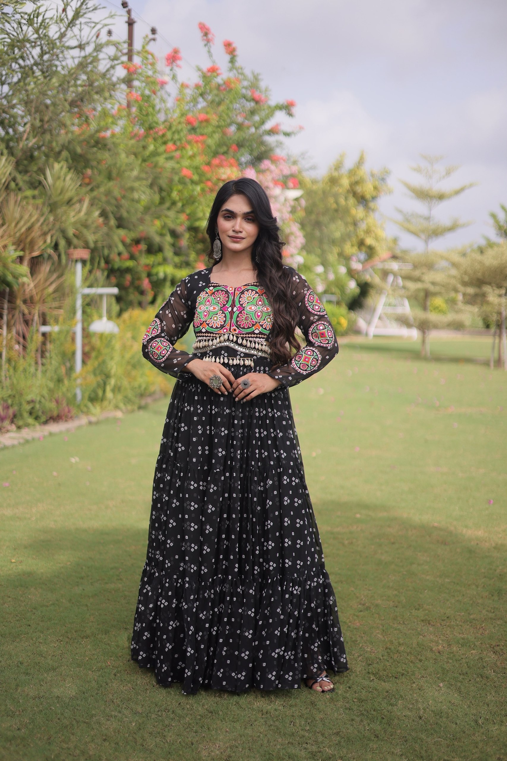 Cora Cotton Heart Thread Embroidery Navratri Lehenga Choli Set