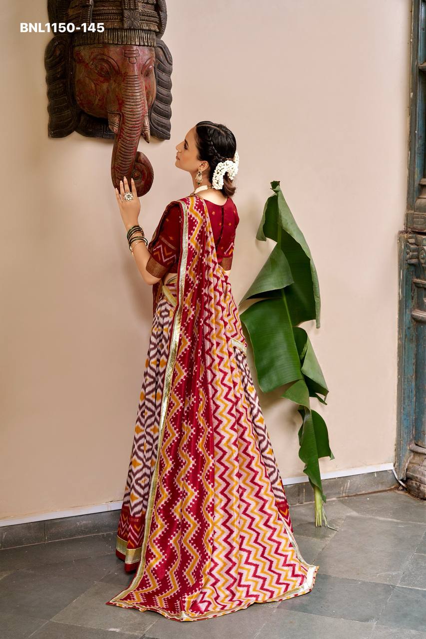 Kora Cotton Multi Thread Embroidered Gota Patti Real Mirror Work Navratri Gown