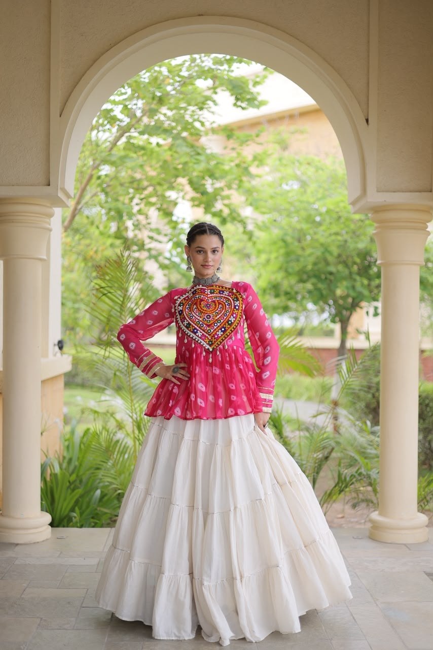 Mal Chanderi Beads Embroidery Gown with Designer Cutwork Lace Dupatta