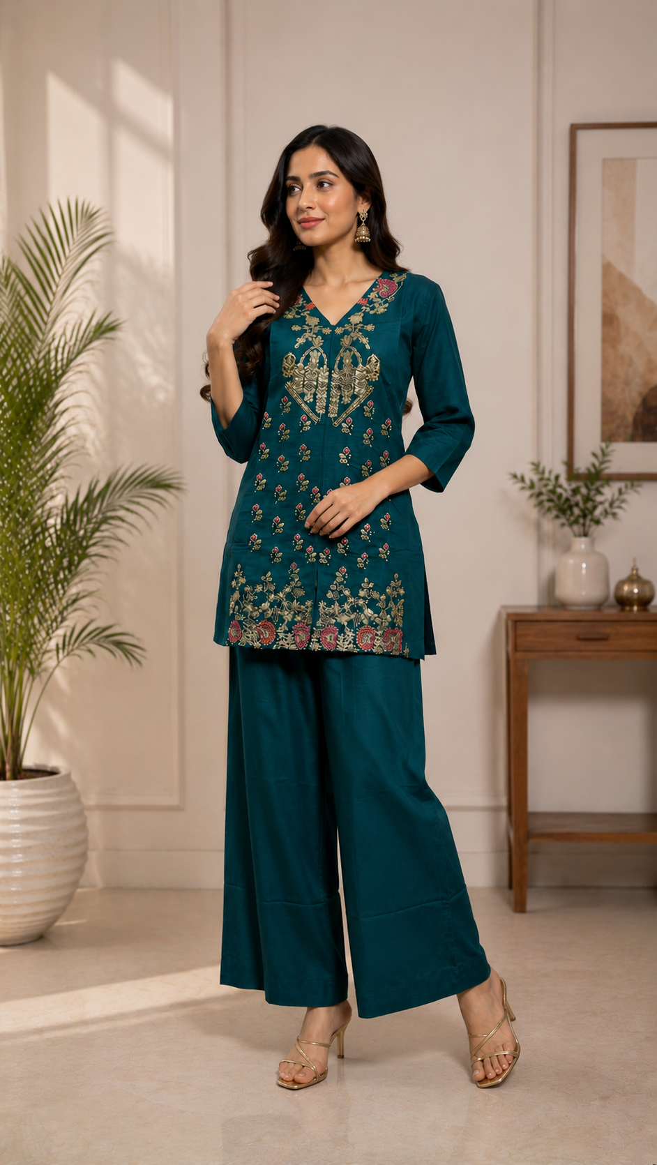 MY Fashion Premium Embroidered Kurti & Palazzo Set � DCVK-03