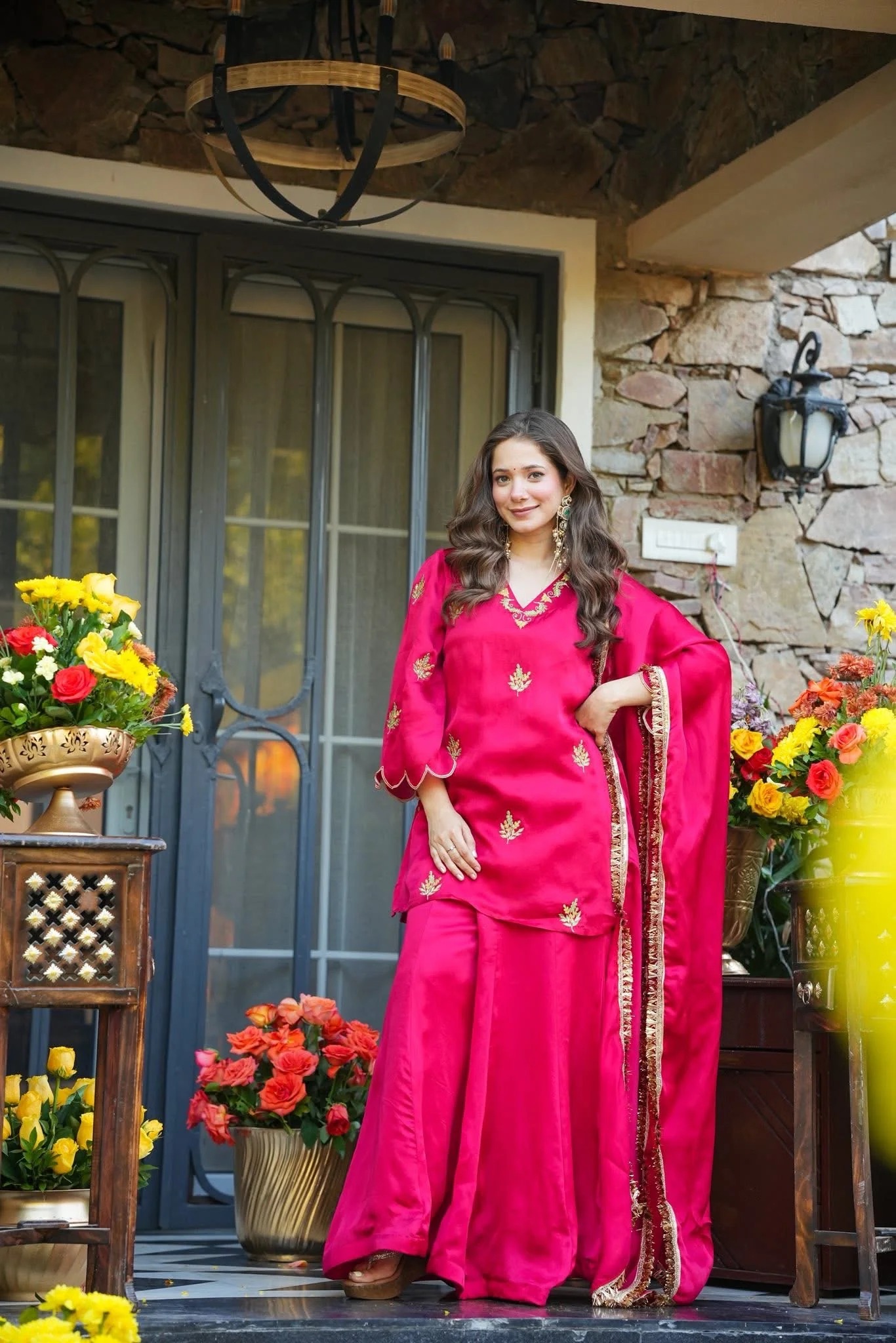 MY Fashion Premium Embroidered Silk Crepe Kurti Palazzo & Dupatta Set � DI-AVIRA
