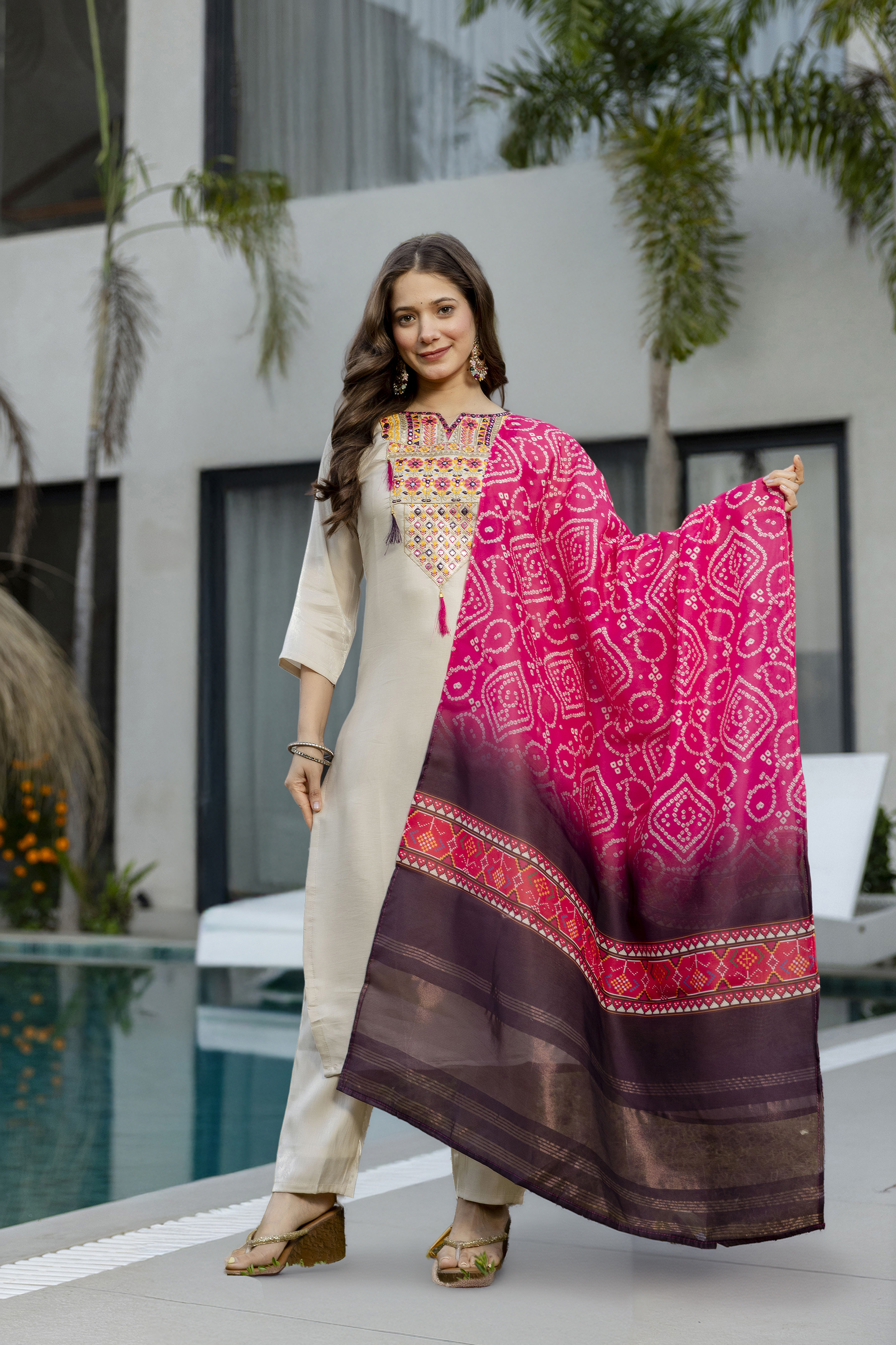 MY Fashion Premium Embroidered French Crepe Kurti & Pant Set � DI-PALLAVI