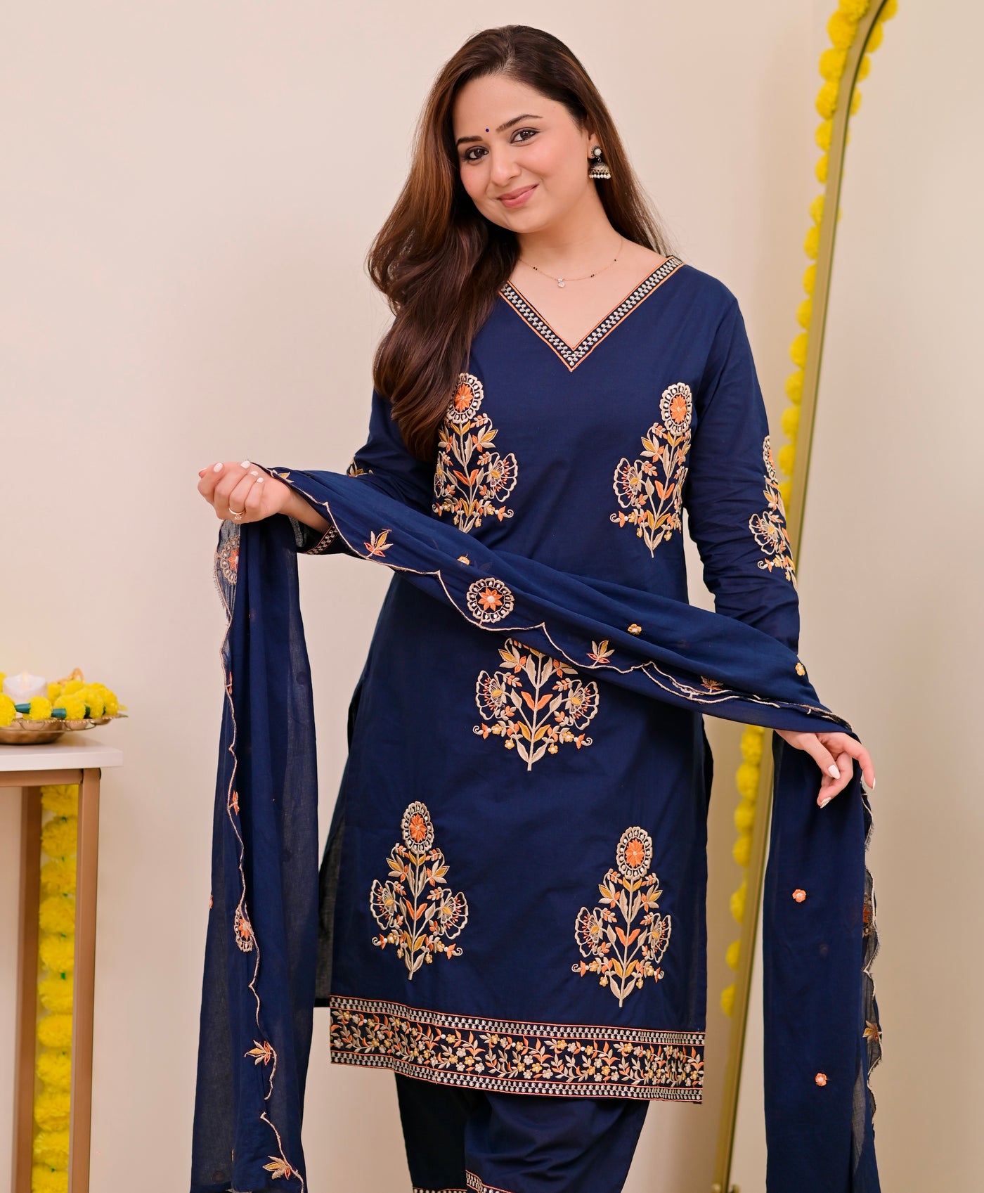 MY Fashion Premium Embroidered Roman Silk Top & Bottom Set � K501