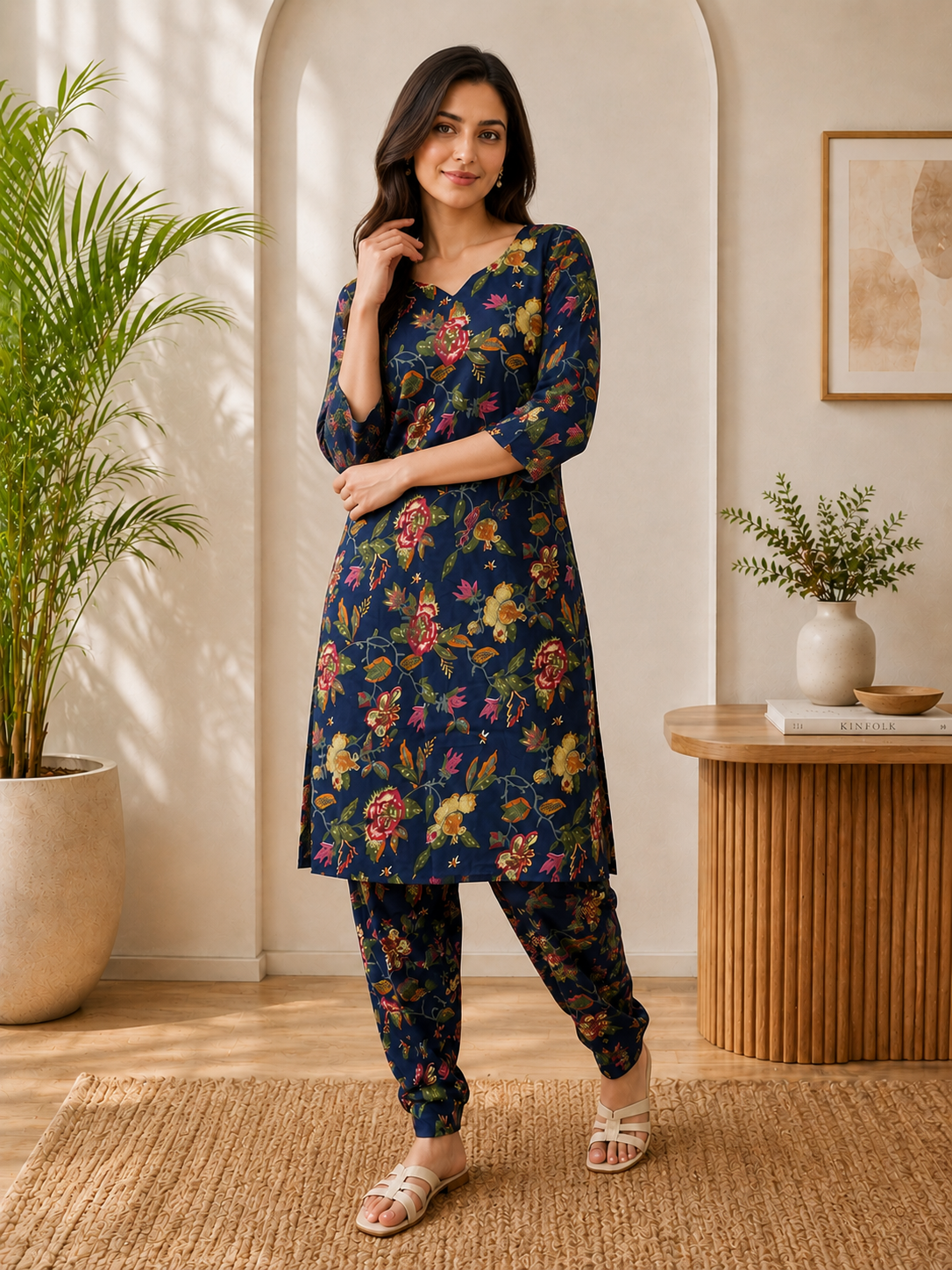 MY Fashion Premium Floral Embroidered Kurti & Pant Set � DCVK-06