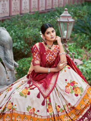 Galgoto Floral Tussar Silk Lehenga Set