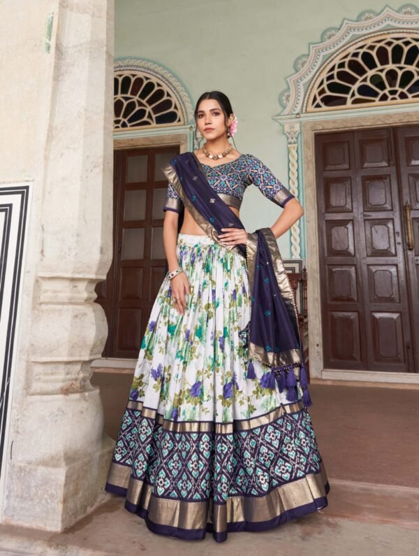 Tusser Silk Floral Lehenga Choli