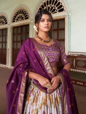 Tusser Silk Floral Lehenga Choli