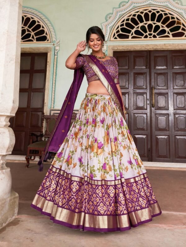 Tusser Silk Floral Lehenga Choli