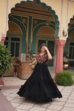 Black Rayon Gown with Gamthi Kodi Work – My Fashion - Image 14