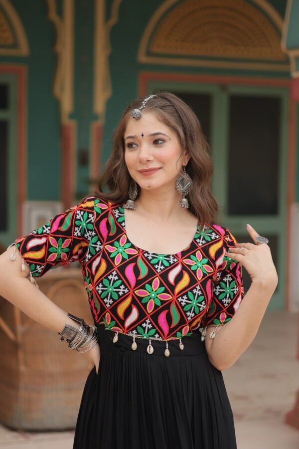 6172634308578231173.jpg Black Rayon Gown with Gamthi Kodi Work – My Fashion - Image 13