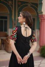 Black Rayon Gown with Gamthi Kodi Work – My Fashion - Image 12