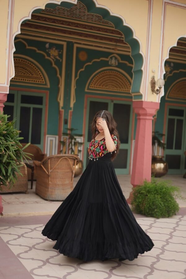 6172634308578231184.jpg Black Rayon Gown with Gamthi Kodi Work – My Fashion - Image 18