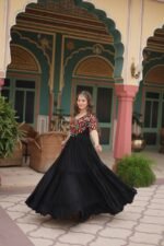 Black Rayon Gown with Gamthi Kodi Work – My Fashion - Image 5
