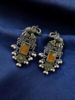Antique Silver Plated Elephant Design Earrings