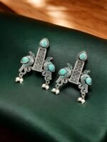 Graceful Bird Stud Earrings - Silver Replica & Stone Craft | My Handicraft India - Image 3