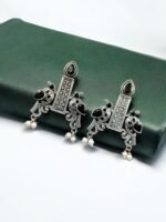 Graceful Bird Stud Earrings - Silver Replica & Stone Craft | My Handicraft India - Image 2