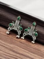 Graceful Bird Stud Earrings - Silver Replica & Stone Craft | My Handicraft India - Image 6