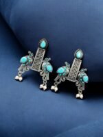 Graceful Bird Stud Earrings - Silver Replica & Stone Craft | My Handicraft India - Image 5