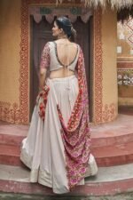 Elegant Beige Viscose Rayon Navratri Chaniya Choli with Heavy Embroidered Dupatta - Image 3
