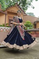 Navy Blue Embroidered Work Chaniya Choli