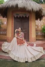 Elegant Beige Viscose Rayon Navratri Chaniya Choli with Heavy Embroidered Dupatta - Image 5