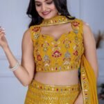Yellow Designer Fox Georgette Lehenga Set