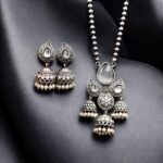DExquisite Silver Look-Alike Jhumka Necklace Set | Vintage Oxidized Jewelry for Women - Image 9