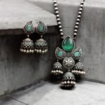 DExquisite Silver Look-Alike Jhumka Necklace Set | Vintage Oxidized Jewelry for Women - Image 8