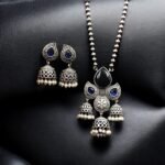 DExquisite Silver Look-Alike Jhumka Necklace Set | Vintage Oxidized Jewelry for Women - Image 5