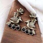 New Elegant Bird Design Brass Stud Earrings with Stones | My Fashion - Image 2