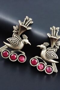 Bird Design Brass Stud Earrings