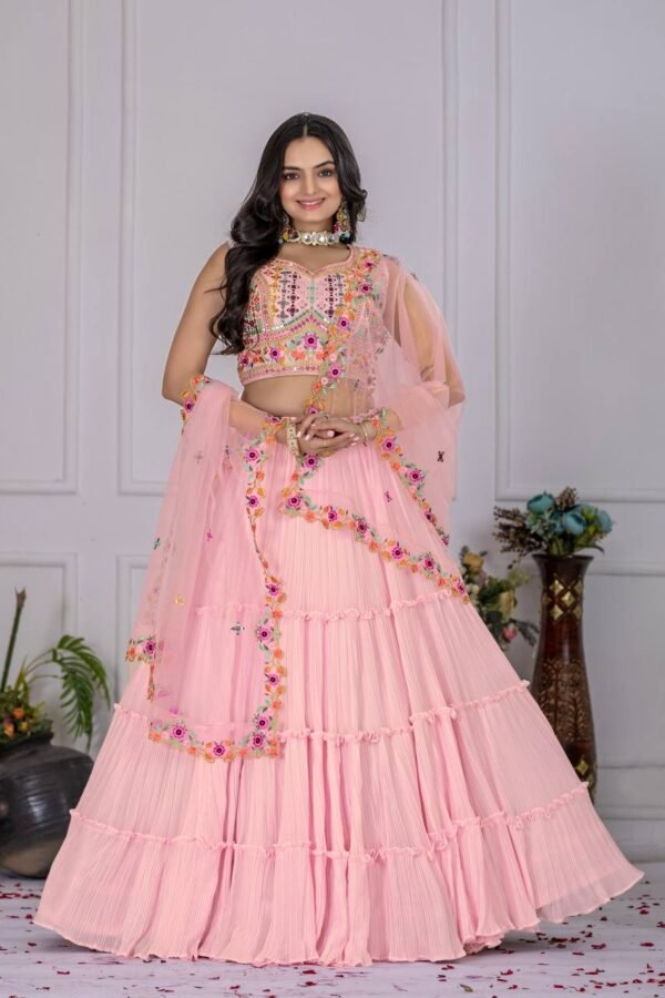 Embroidered Georgette Lehenga Set (3) Embroidered Georgette Lehenga Set