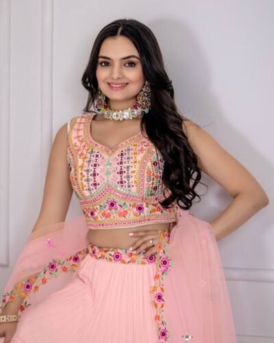 Embroidered Georgette Lehenga Set