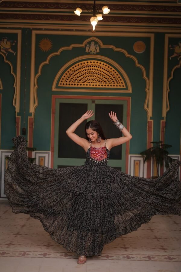 Bandhani Print Faux Georgette Gown Bandhani Print Faux Georgette Gown