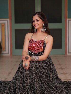 Bandhani Print Faux Georgette Gown