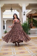 Gamathi Mirror Work Bandhani Gown