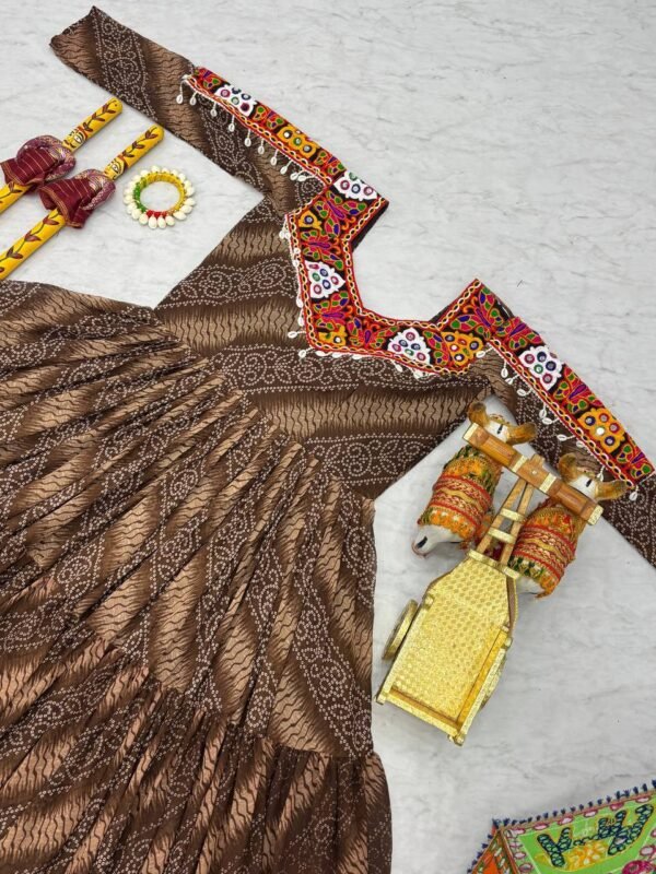 Gamathi Mirror Work Bandhani Gown Gamathi Mirror Work Bandhani Gown