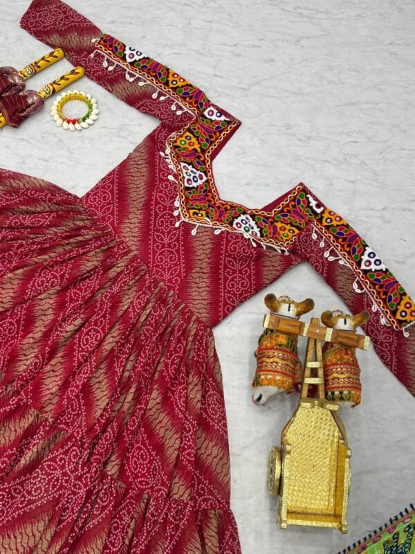 Gamathi Mirror Work Bandhani Gown Gamathi Mirror Work Bandhani Gown