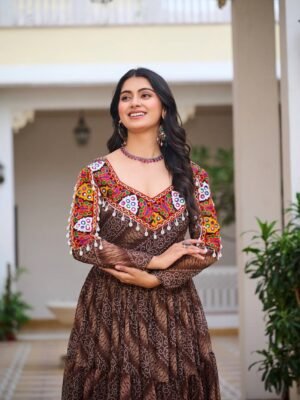 Gamathi Mirror Work Bandhani Gown